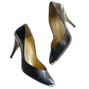 Suzanne Craig Leather Black Pumps Heels Size 8.5 3.75” Heel